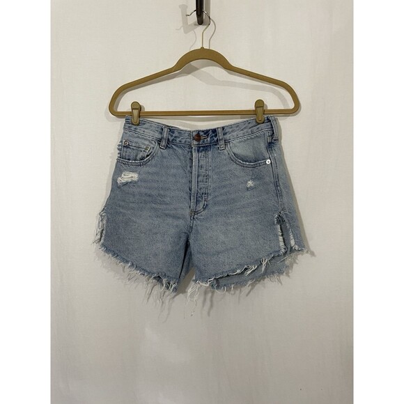 Free People Baggy Tomboy Shorts Button Fly Size 24 - Picture 1 of 9